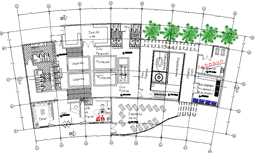 Working plant of artisanal process detail dwg file