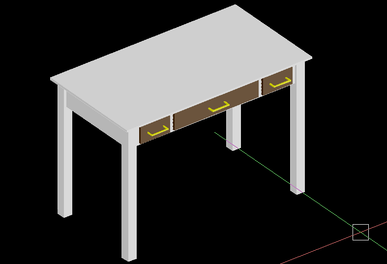 Working Table with Drawers CAD Block in DWG Format