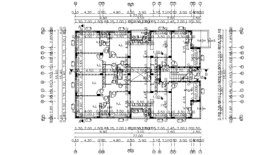 Working Drawing Ground Floor Plan With Dimension 