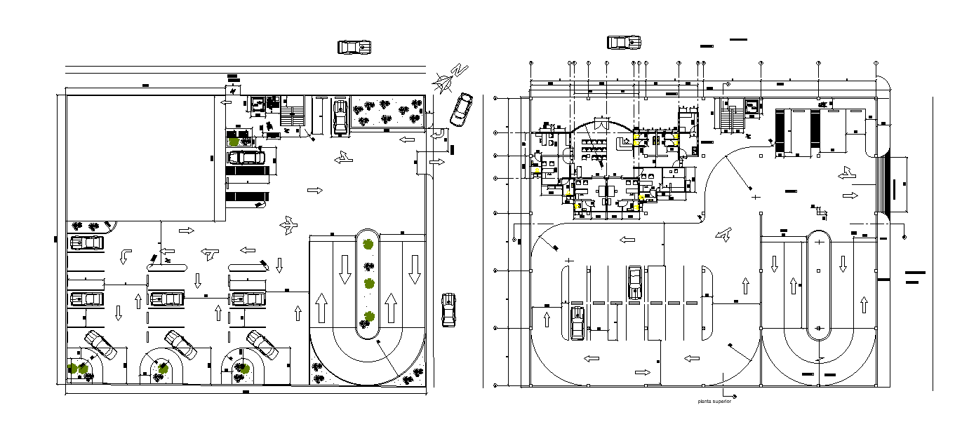 Workshop parking plan details are given in this Autocad drawing model.  Download now.