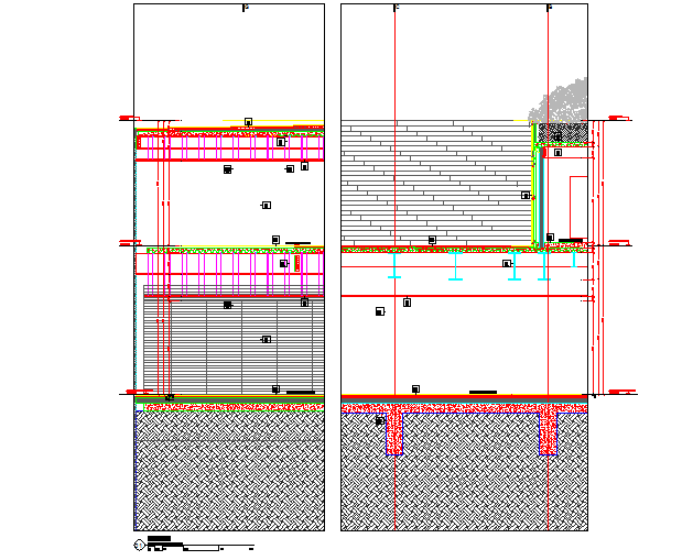 X crane court section plan detail dwg file