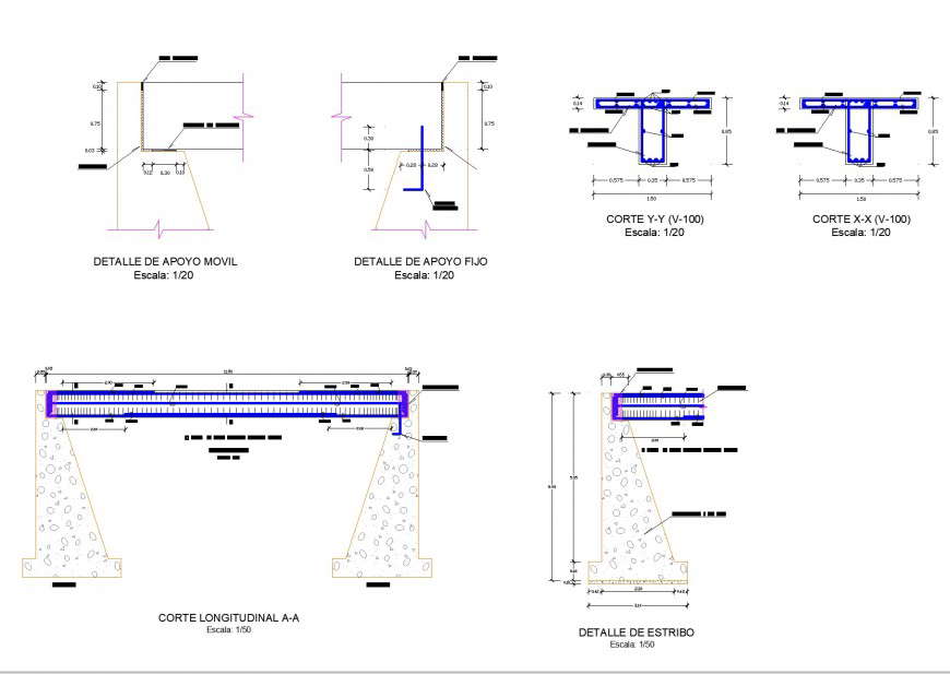 A Bridge plan and section detail dwg file