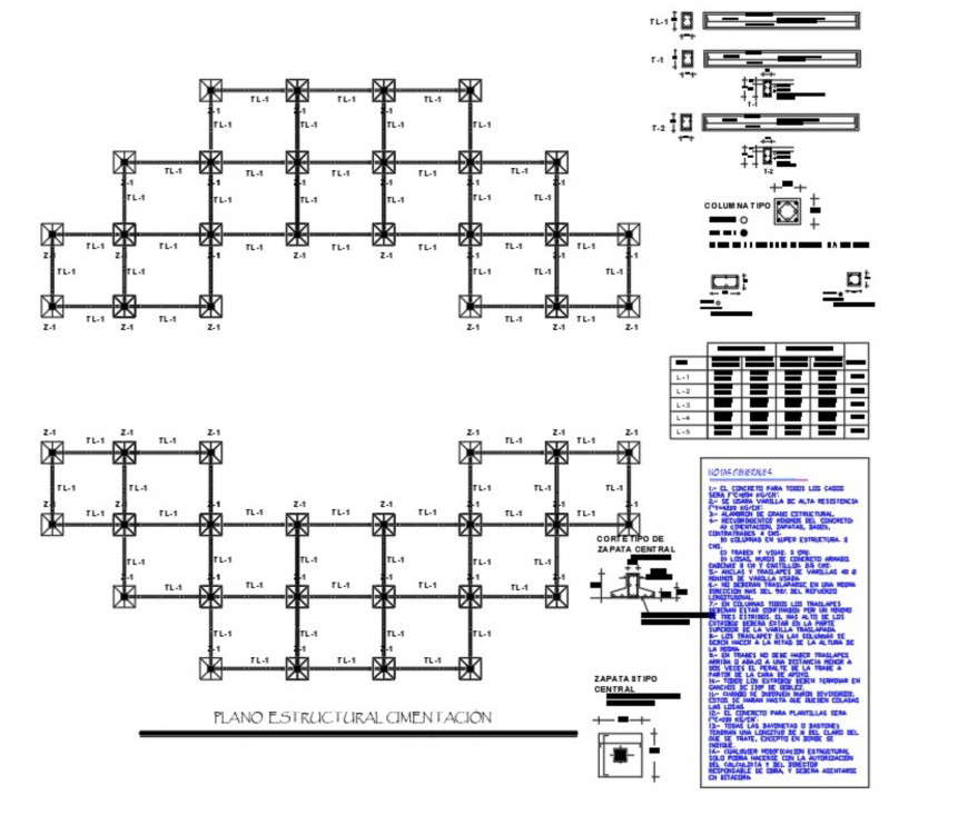 A Foundation plan and section dwg file