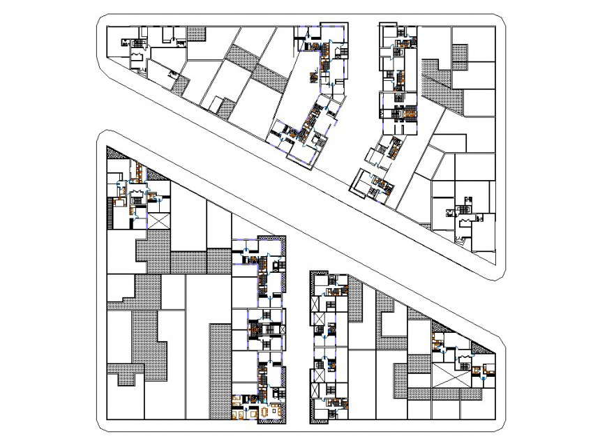 A Hatching commercial building plan layout file