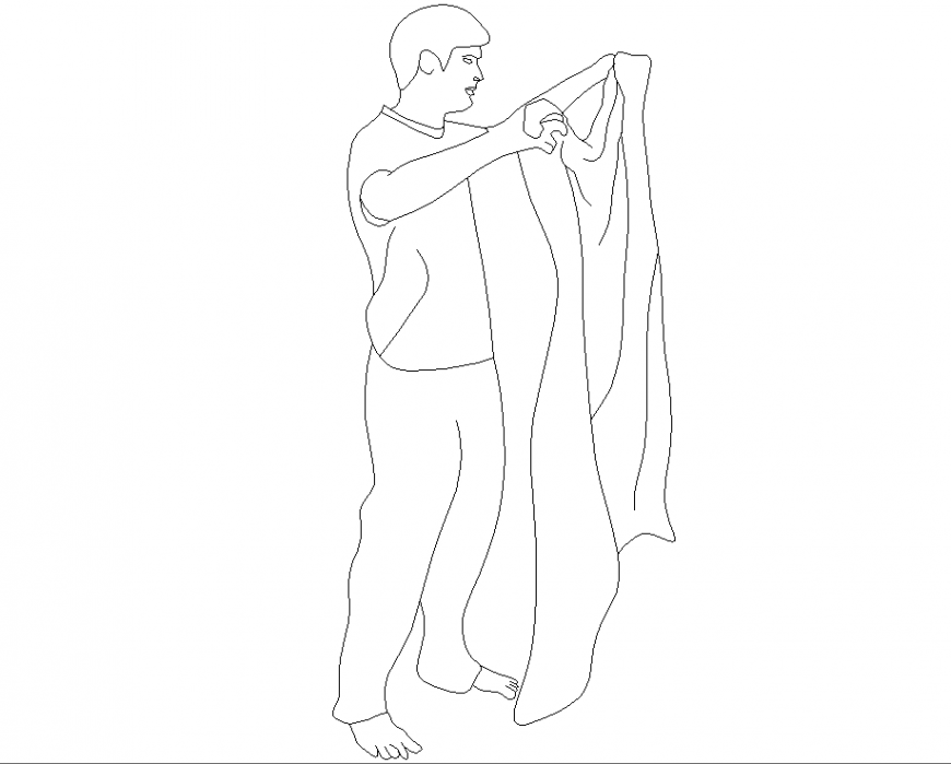 A man with a cloth plan detail dwg file.