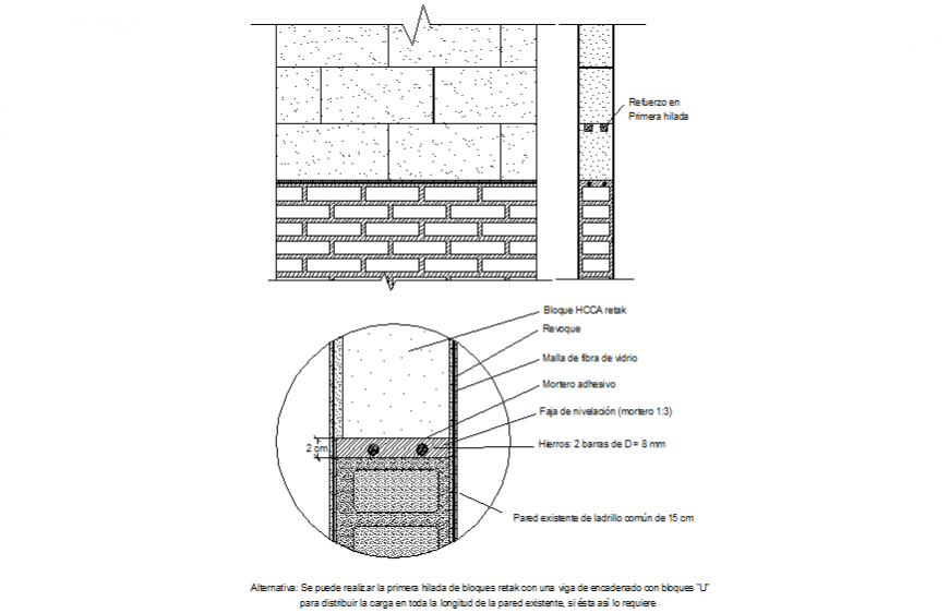 A plan, elevation and section brick wall autocad file