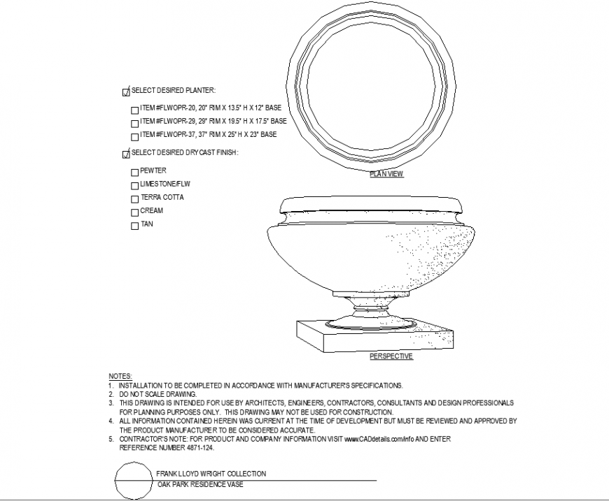 A pot detail plan dwg file.