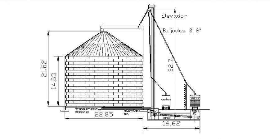 A tower pit on a farm house type elevation and cad drawing details dwg file