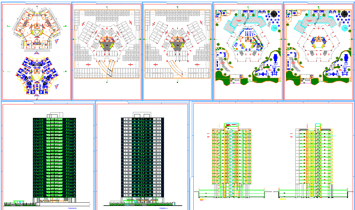 Highrise Residential Building Plan in DWG Format