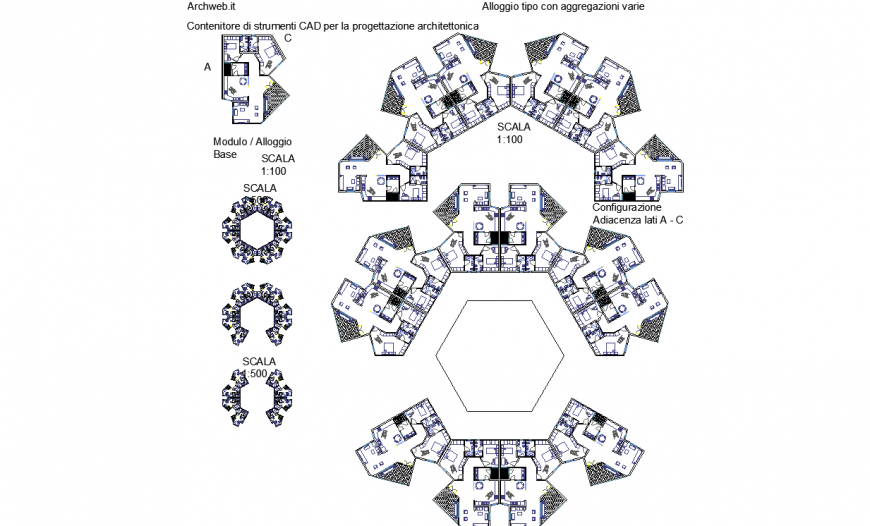 Accommodation aggregations plan detail dwg file.