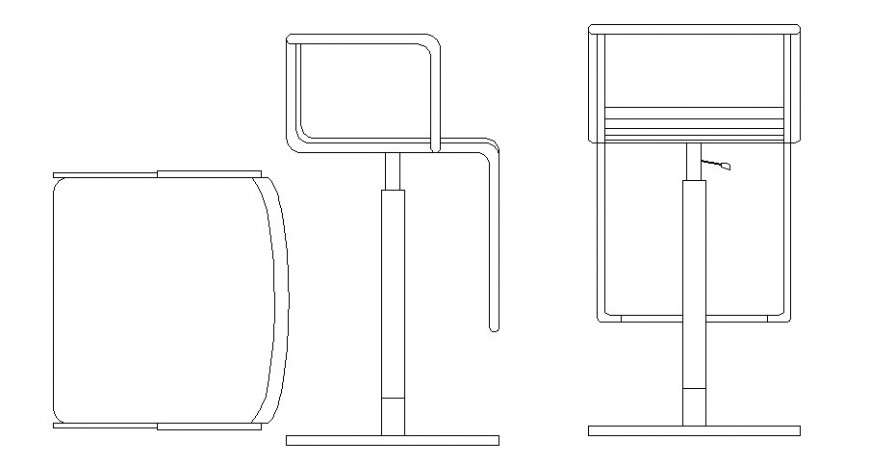 Adjustable chair all sided elevation block cad drawing details dwg file