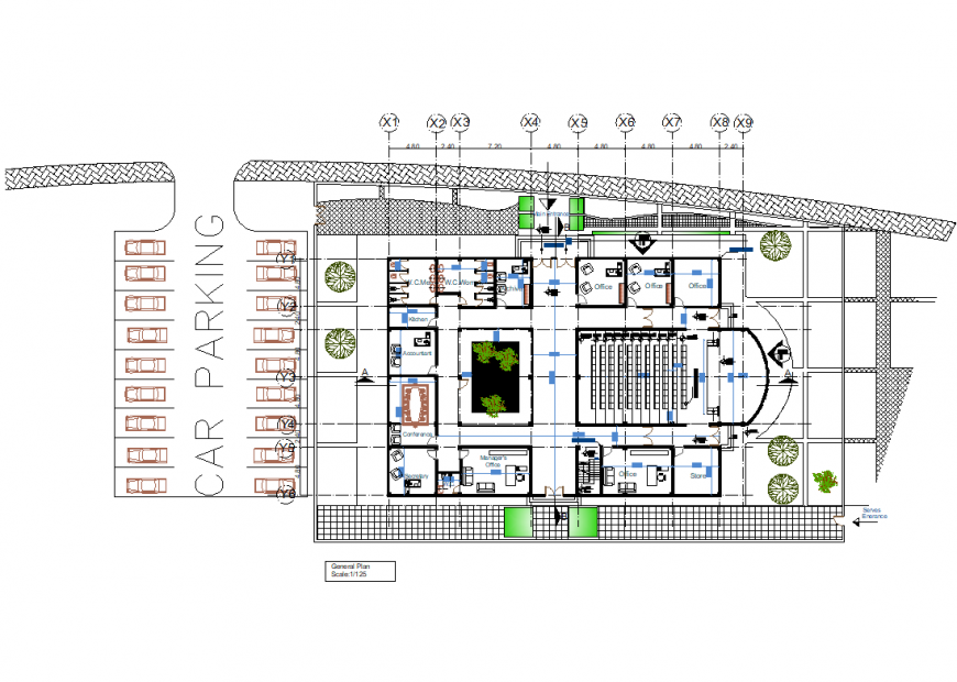 Administration building plan autocad file
