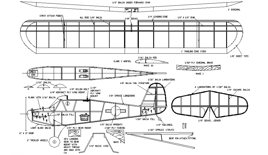 Aeronca plan and elevation autocad file