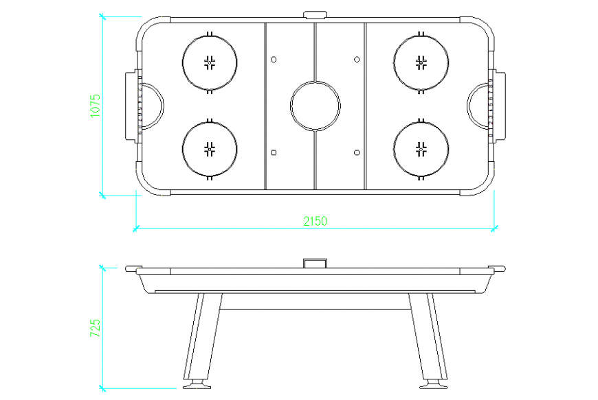 Air Hockey Table Plan & Elevation
