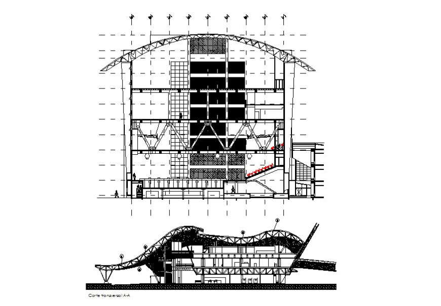 Airport terminal view sectional detail