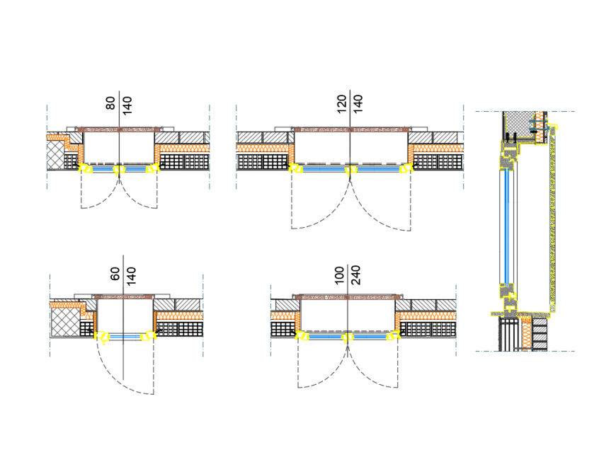 Aluminium window with shutter structure details cad drawing details dwg file
