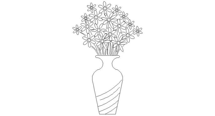 Amazing flower pot 2d elevation block cad drawing details dwg file