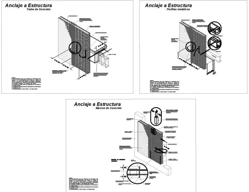 Anchorage to structure section plan autocad file