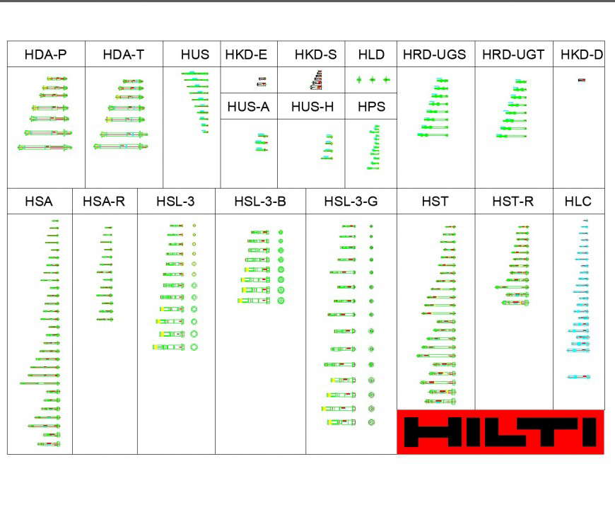 Anchors hilti plan autocad file