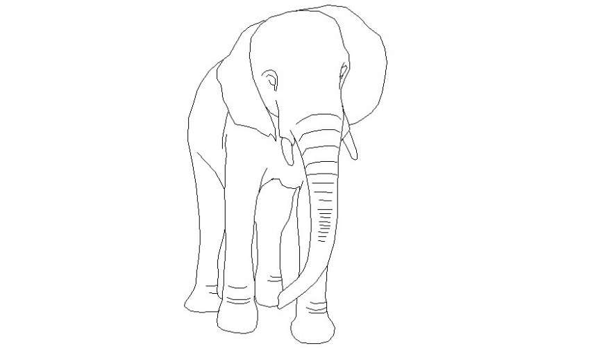 Animal blocks drawings of elephant elevation autocad file