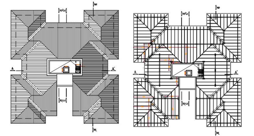 apartment roof plan cad file