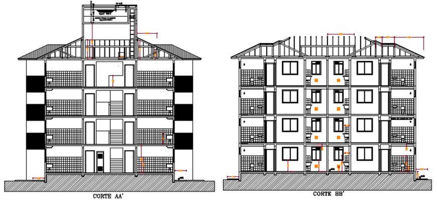 apartment section drawing cad file