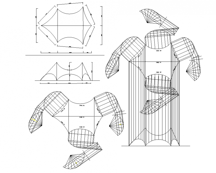 Arc shape tower detail dwg file