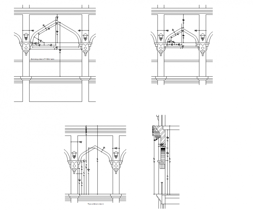 Arch elevation and section plan layout file
