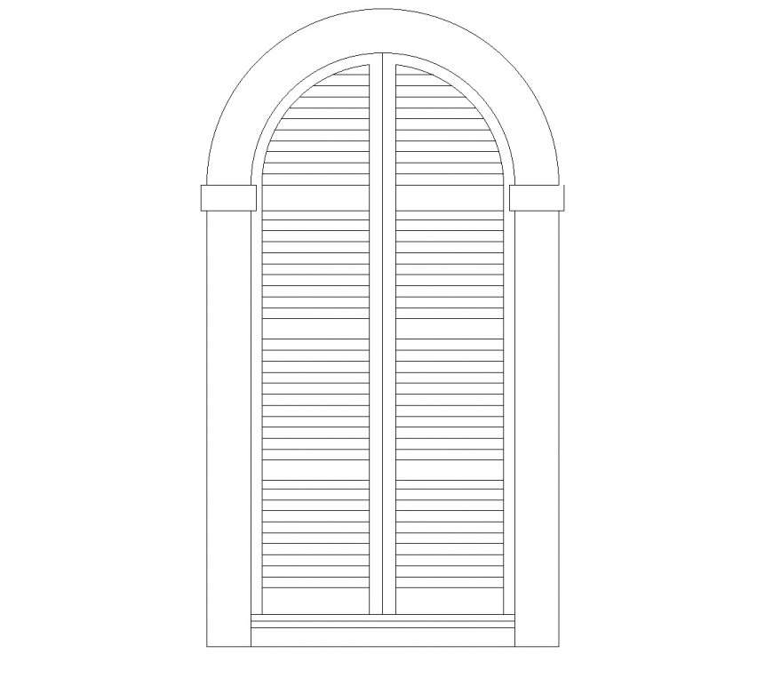 Arch louvre doors plan autocad file