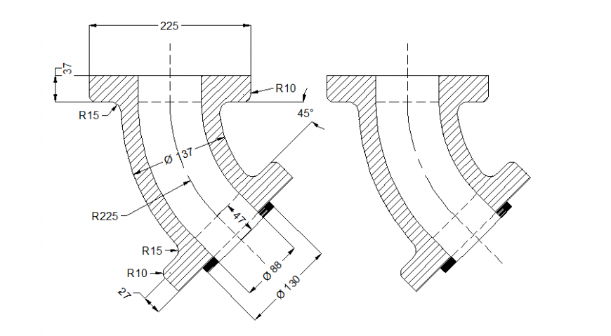 Arch shape door radius detail dwg file