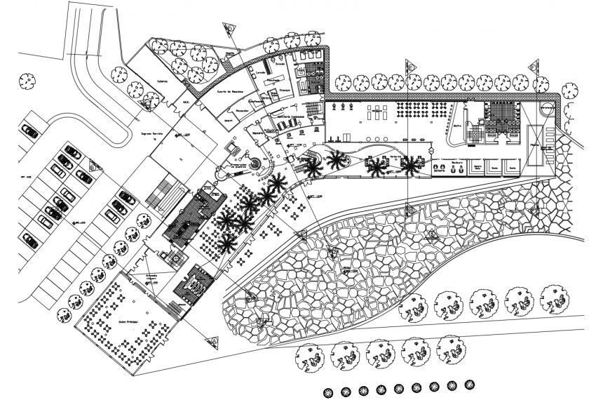 Architectural plan of hotel in auto cad file