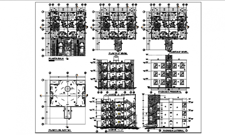 Architectural planing design of duplex house design drawing