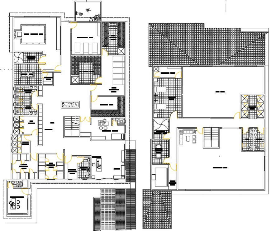 Architecture top view plan of a spa detail