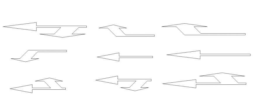 Arrows and signs detailing 2d dwg file