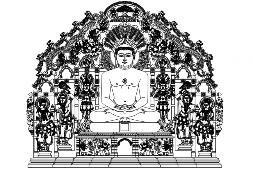 Autocad drawing of elevation of Lord Mahavir
