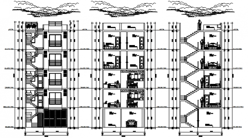 Autocad drawing of multi-family house sections