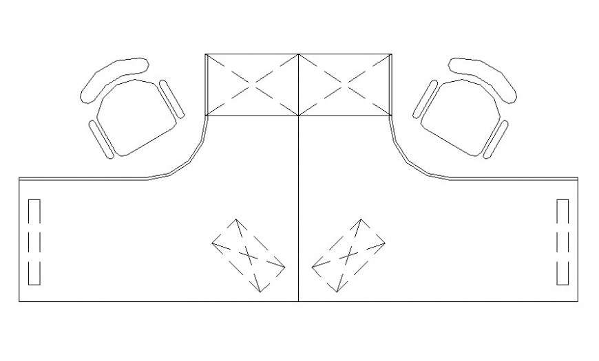 Autocad file of one side round office table 2d block