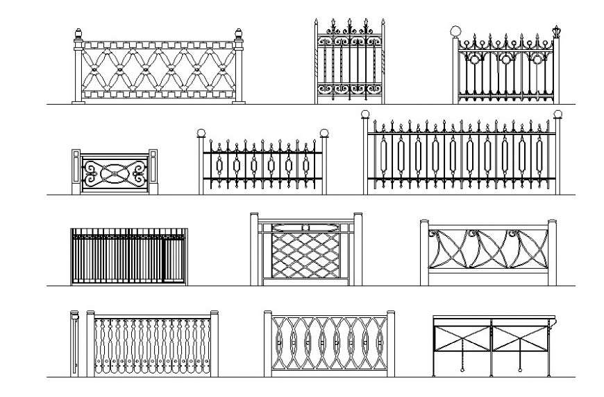 Autocad file of wrought iron railing block