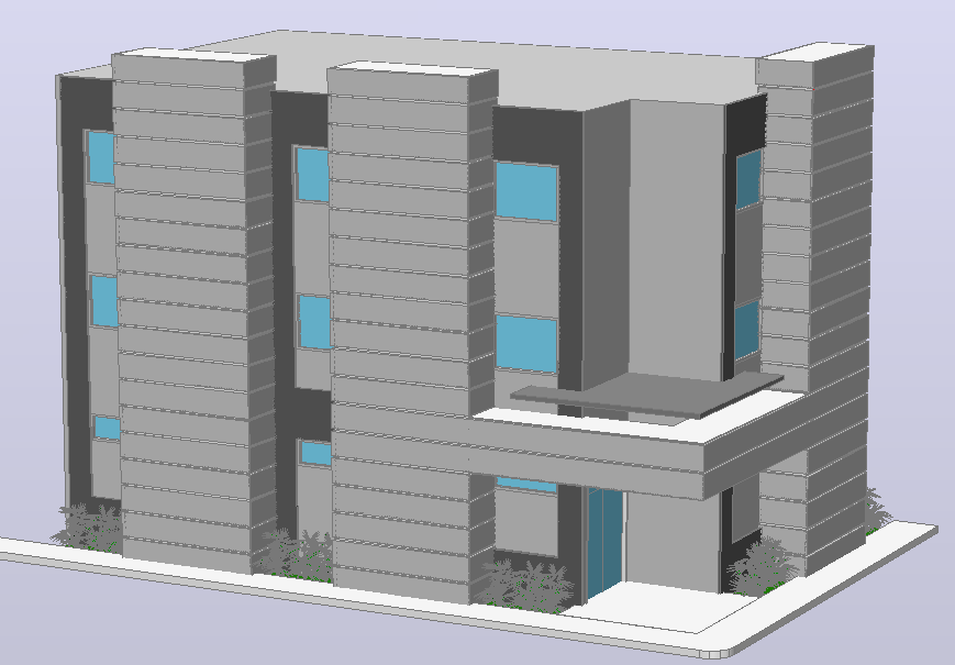 Detailed 3D DWG Design for Office Building Layout in AutoCAD File