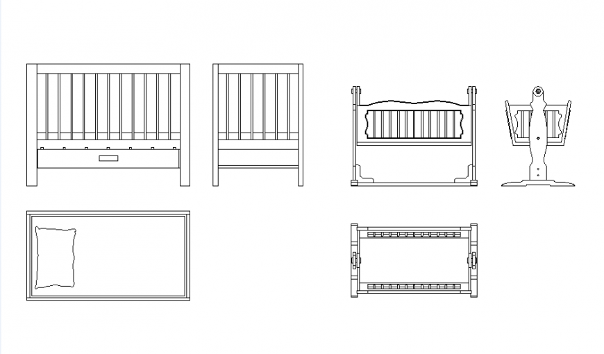 Baby cradle plan and section layout file