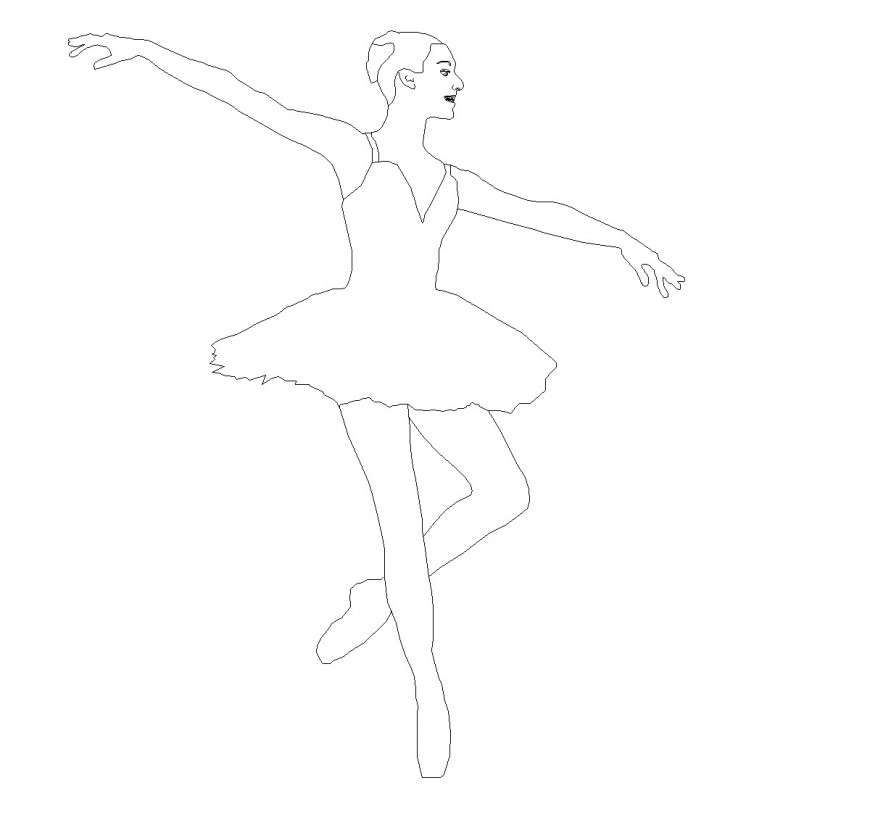 Ballerina girl statue autocad file