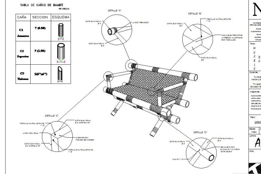 Bamboo gray table detail autocad file