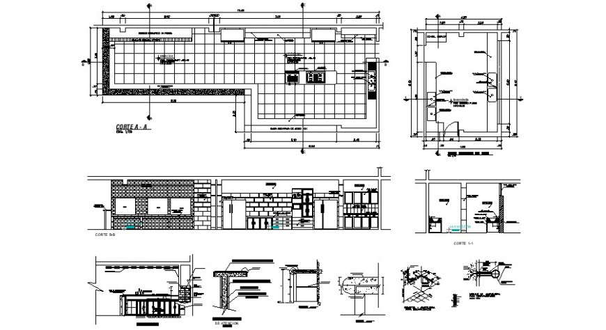 Bar plan elevation and detail in auto cad file