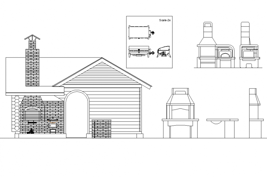 Barbeque plan detail dwg file.