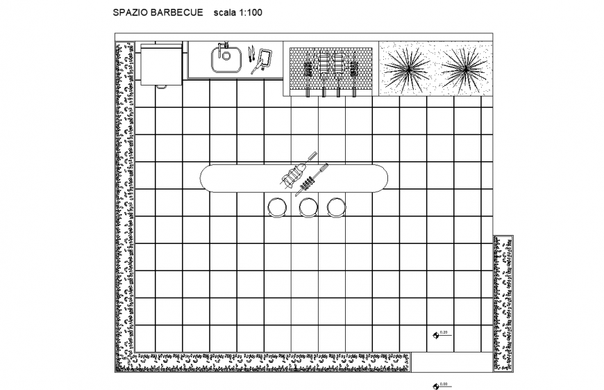 Barbeque plan with detailing dwg file.
