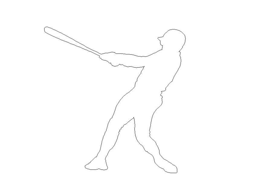 Baseball player detail 2d view CAD block layout file in dwg format