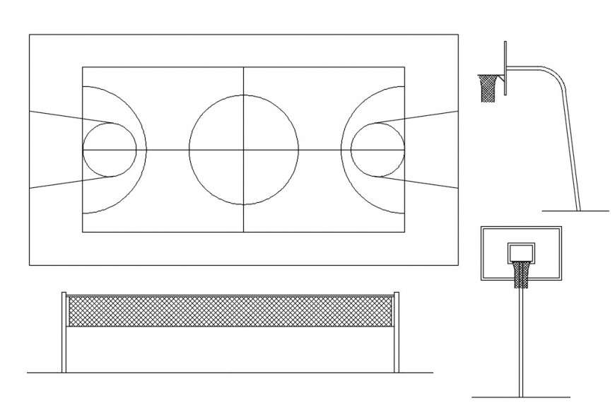 basketball court cad file