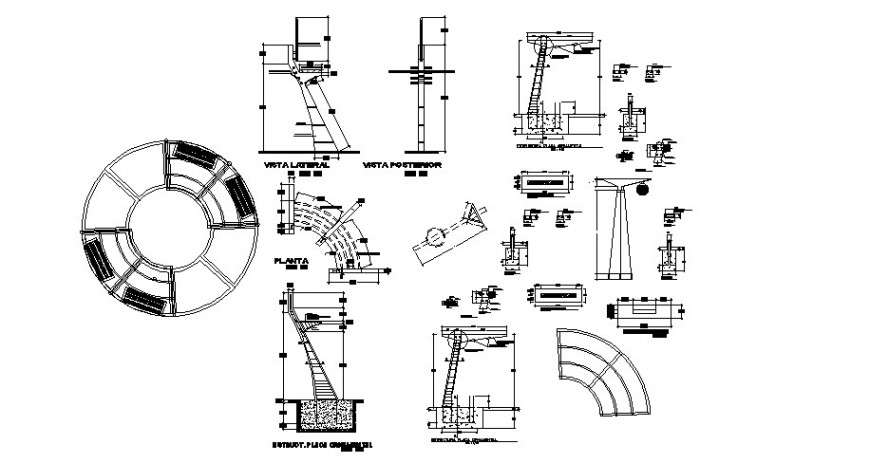 Basketball pole detail drawing in autocad