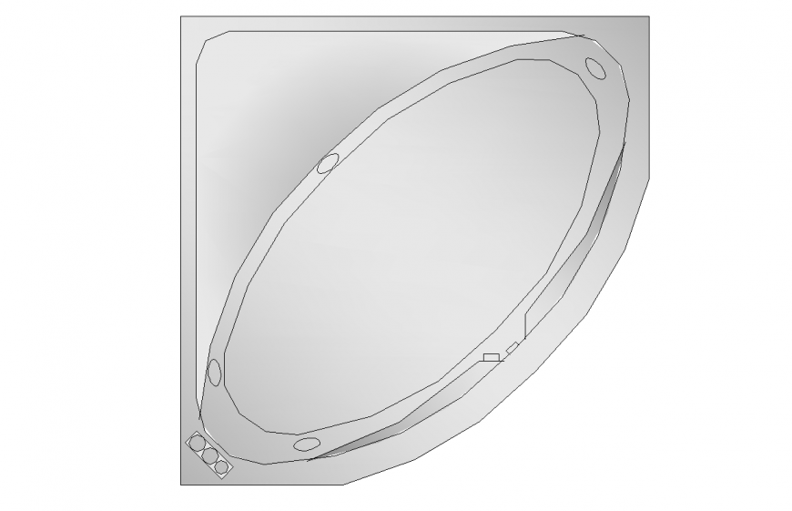 Bath tub design with view of circular tub area view with dwg file