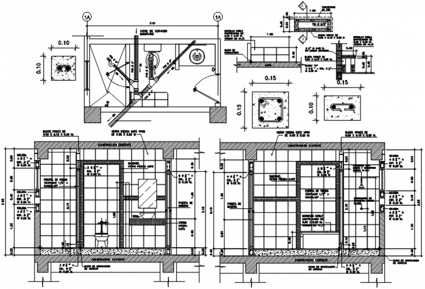 Bathroom elevation design 2d details